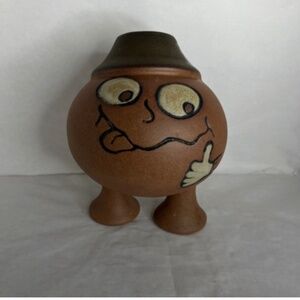 Vintage MCM Stoneware Designs West Beastie Ca Studio Hippyman Thumbsup Vase1960s